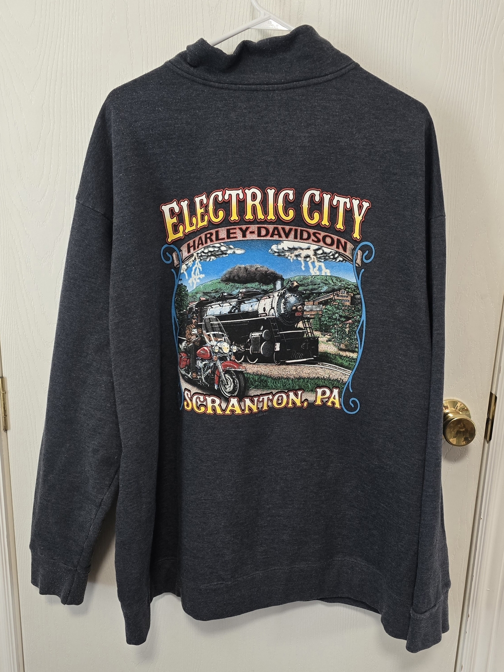Harley-Davidson Charcoalwith Colorful Electric City Graphic Zip Up Sweatshirt